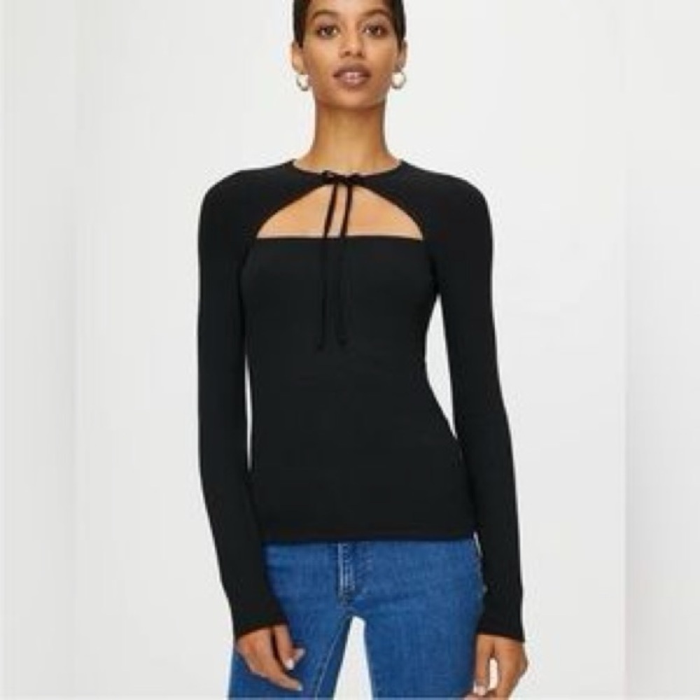 Wilfred Carla Ribbed Long-sleeve Top with Cut-Out Detail